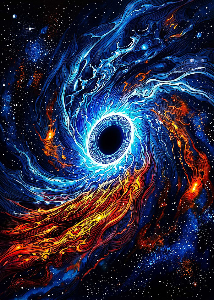 Cosmic Black Hole Swirl Art