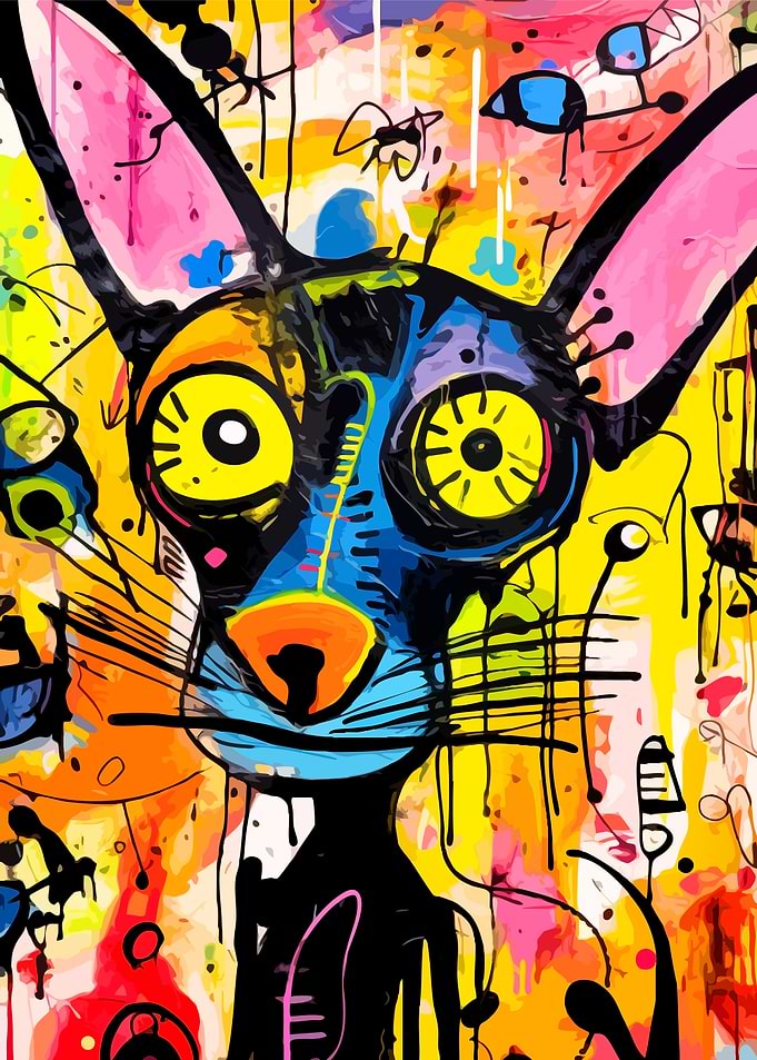 Abstract Colorful Cat Portrait