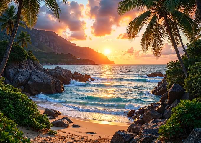 Tropical Beach Sunset Paradise