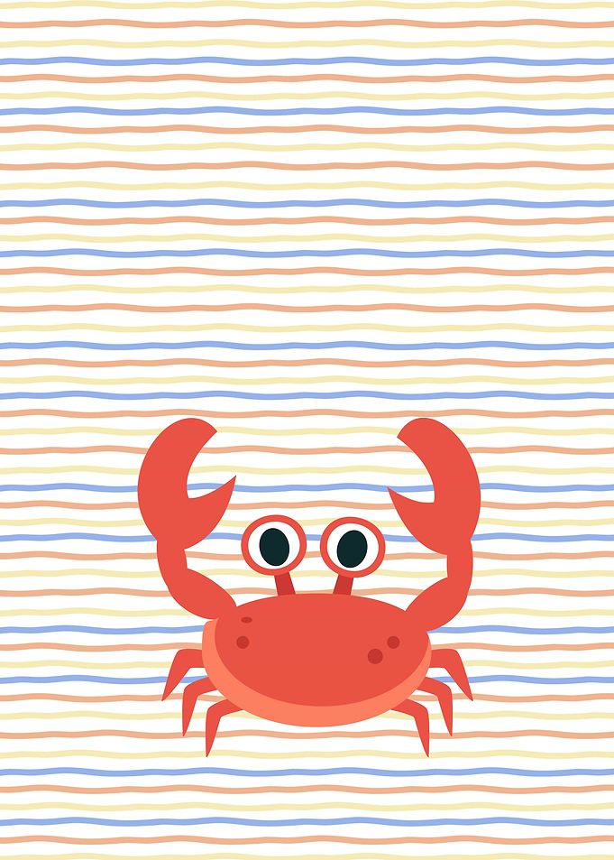 Cute Red Crab Illustration