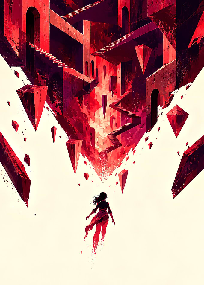 Control Game Surreal Red Staircase Fantasy World