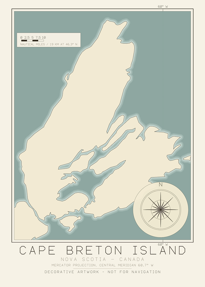 Cape Breton Island Map Print