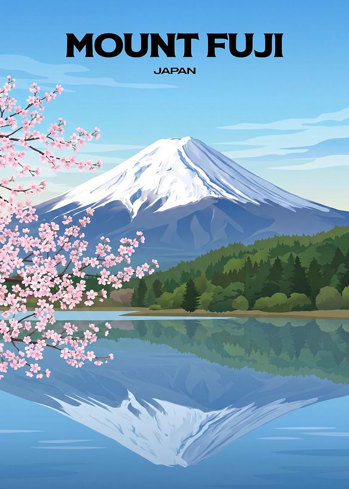 Mount Fuji Japan Travel Poster