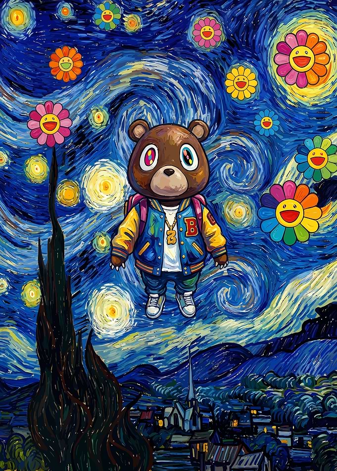Kanye West Dropout Bear Starry Night