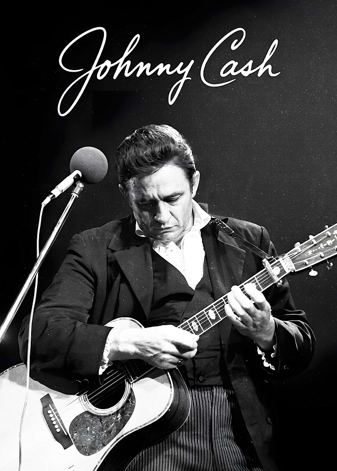 Johnny Cash Performing with Guitar