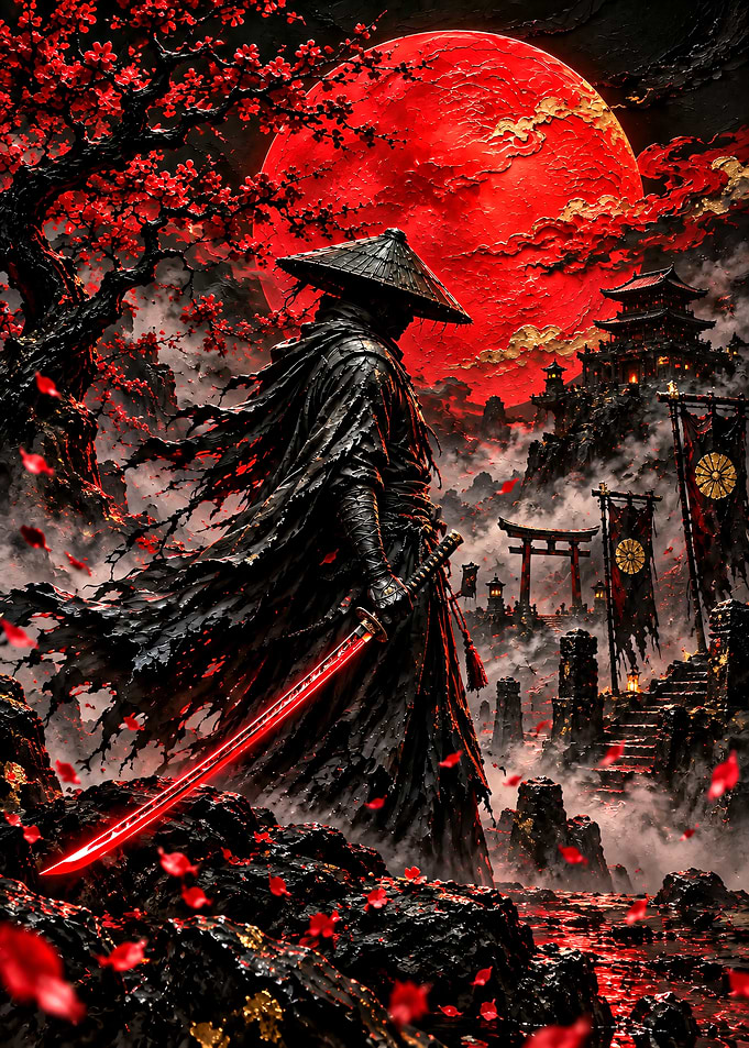 Samurai Under a Blood Red Moon