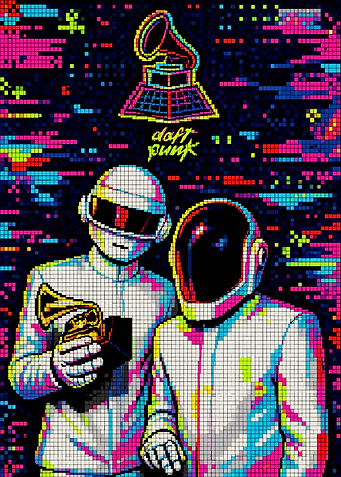 Daft Punk Pixel Art Grammy Poster