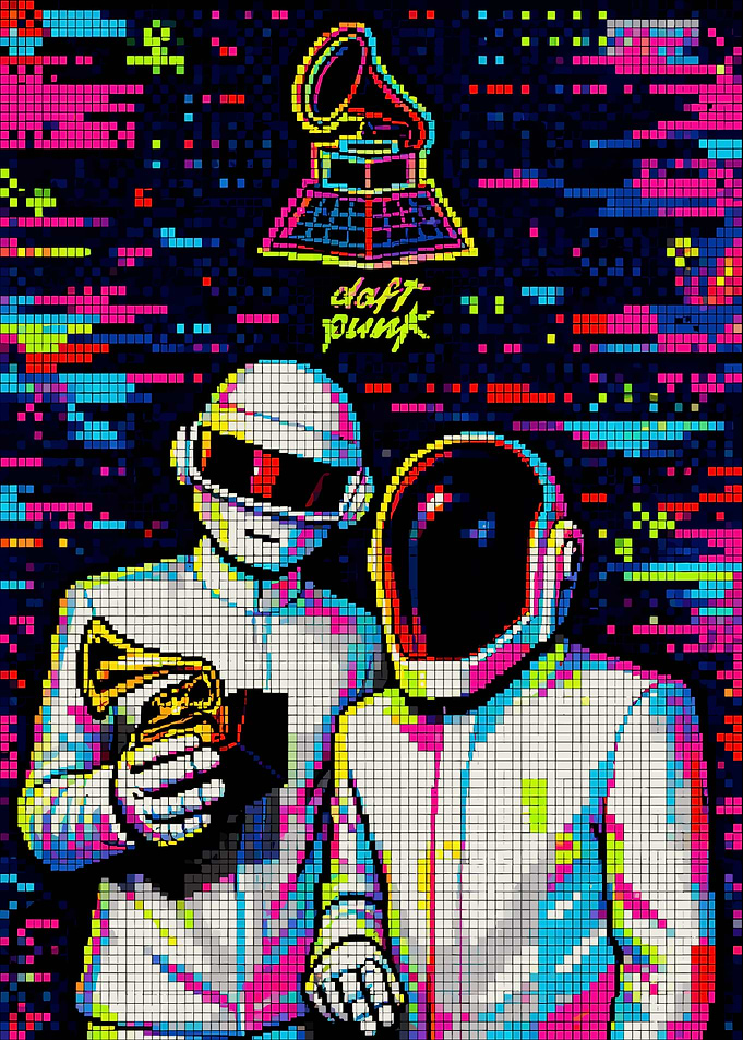 Daft Punk Pixel Art Grammy Poster
