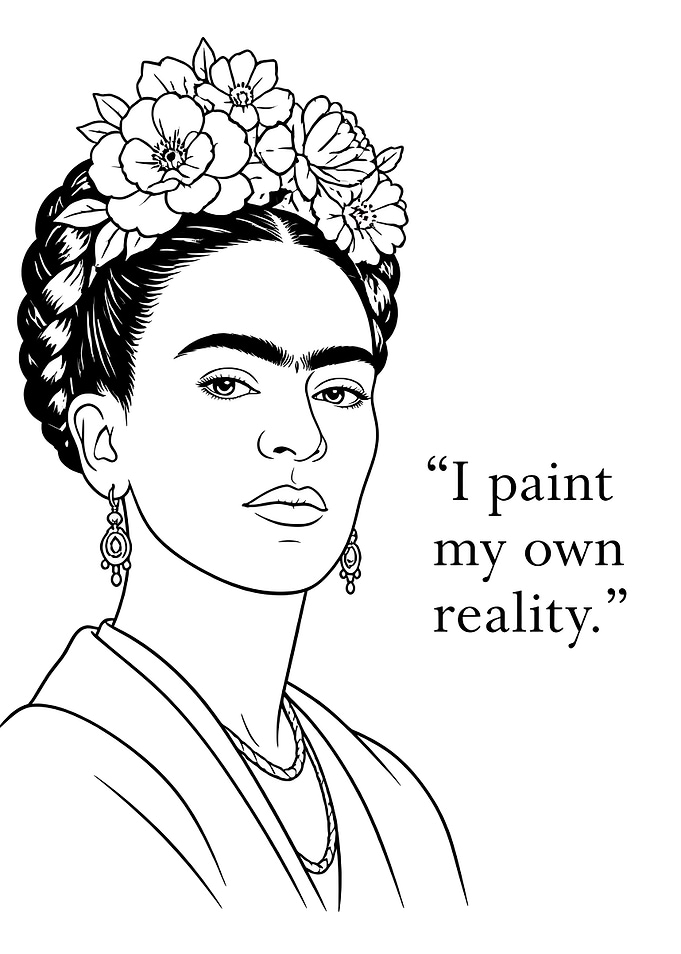 Frida Kahlo Line Art Portrait