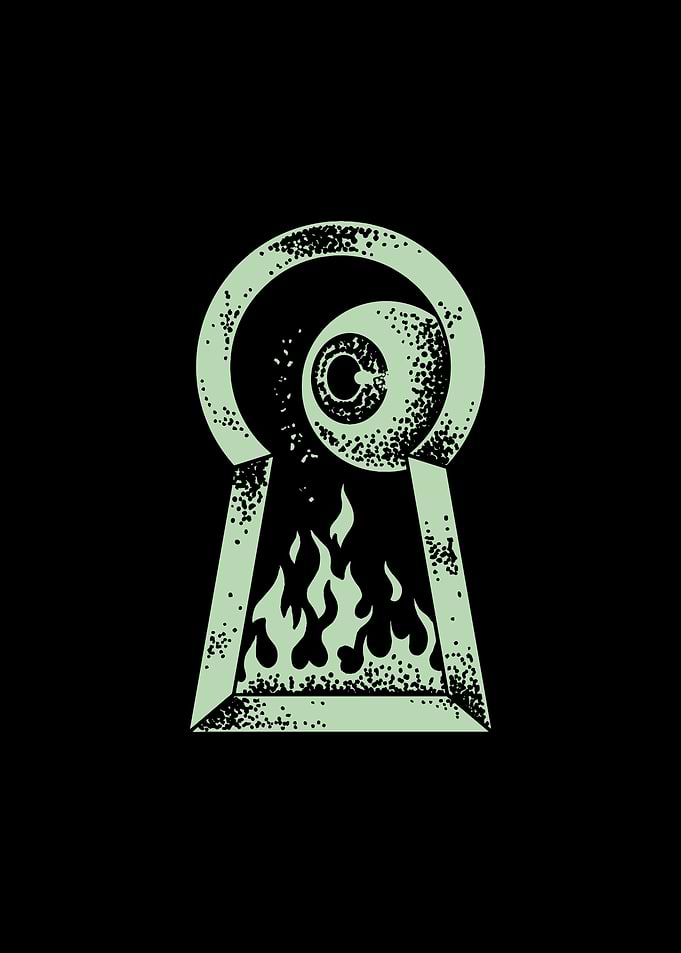 Surreal Eye in Keyhole Illustration
