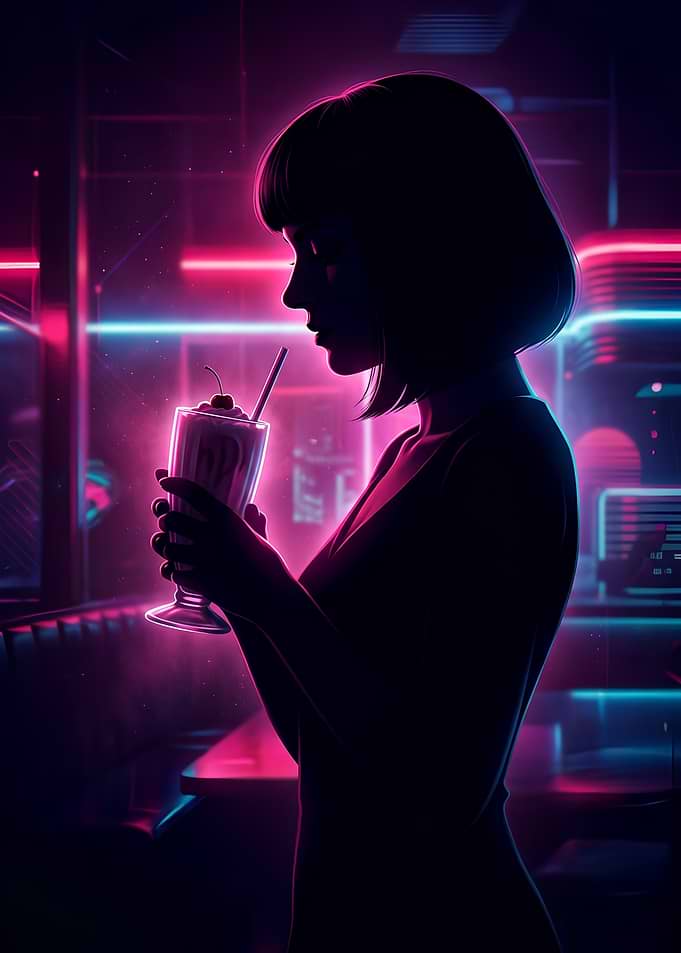 Neon Noir Milkshake Silhouette
