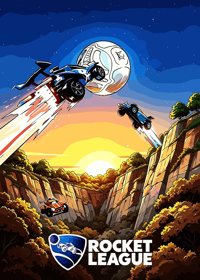 Rocket League Action Game Poster