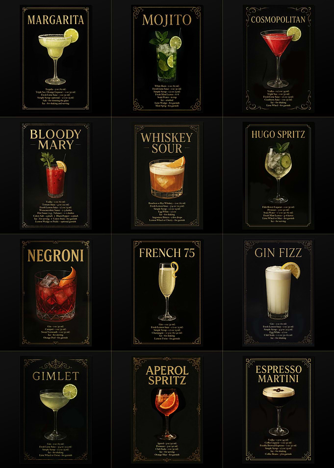 Bar Sign - Cocktail Recipe Poster