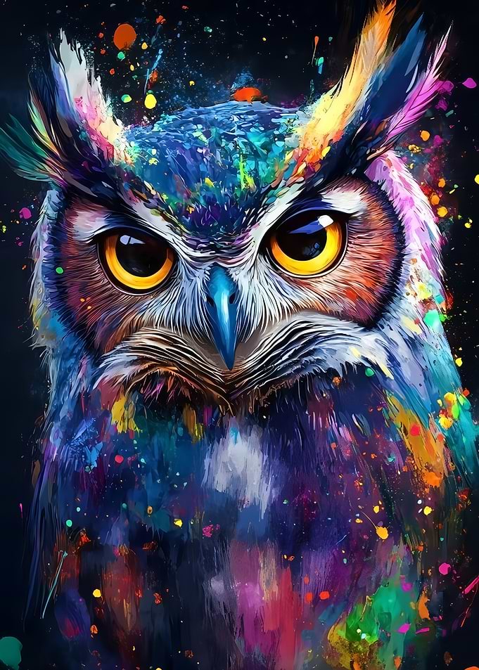 Colorful Abstract Owl Portrait