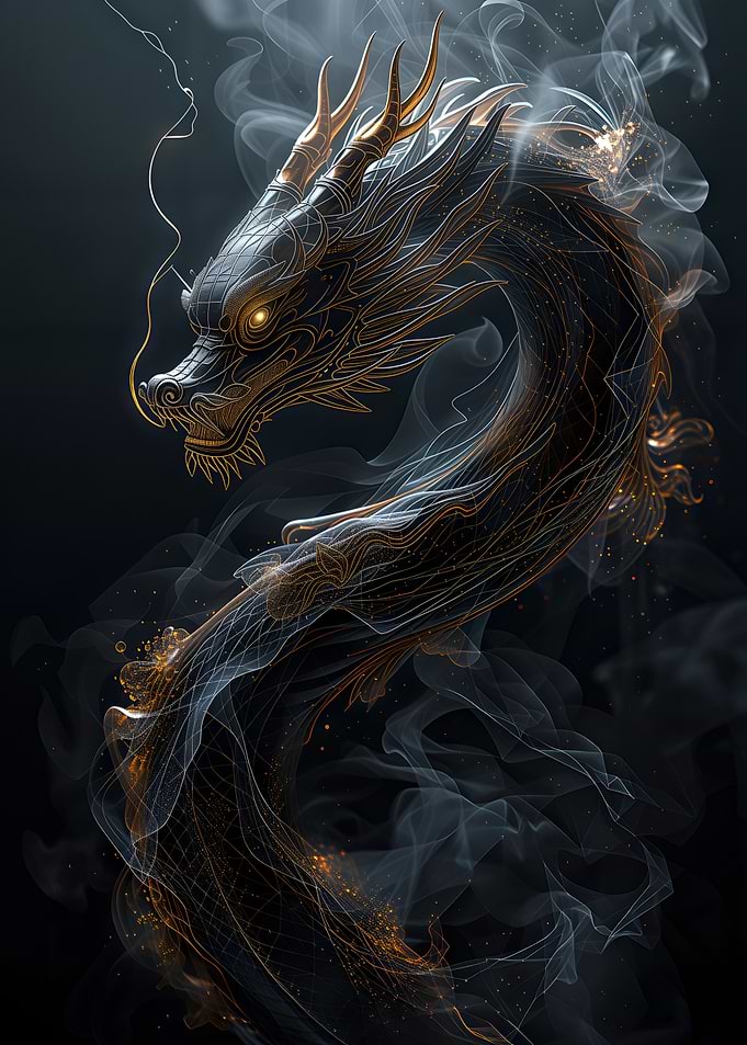 Ethereal Golden Smoke Dragon