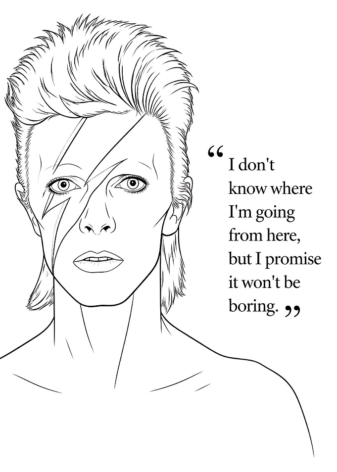 David Bowie Ziggy Stardust Line Art