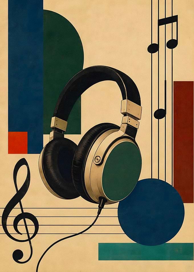 Retro Style Headphones Music Art