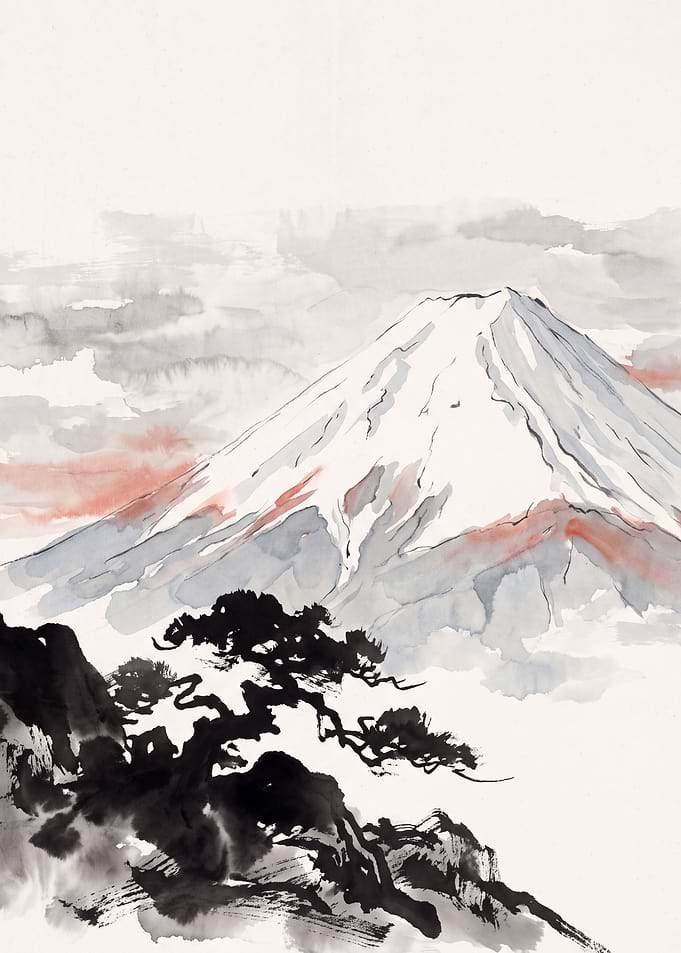 Fuji in Ink and Vermilion