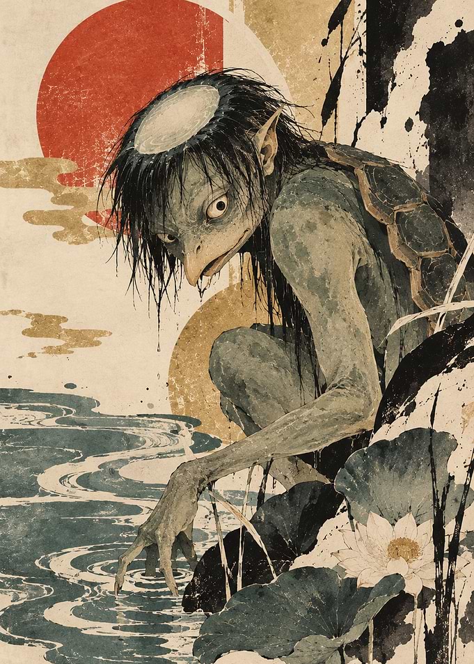 Kappa by the Water — Japanese Yokai Art