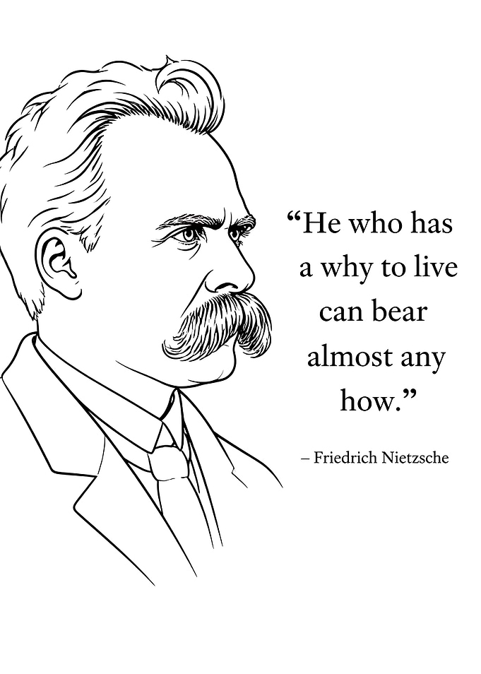 Friedrich Nietzsche Quote Line Art Portrait