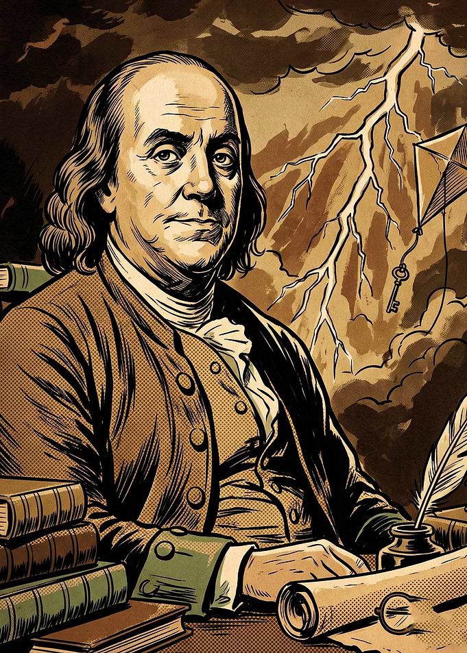 Benjamin Franklin Kite Vintage Art