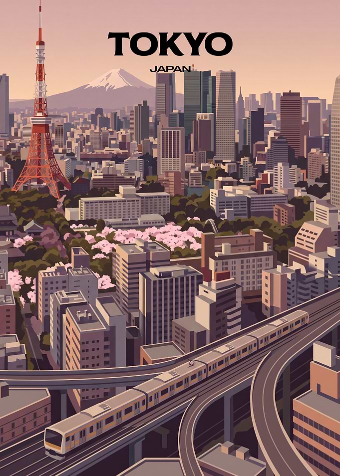Tokyo Cityscape Travel Poster