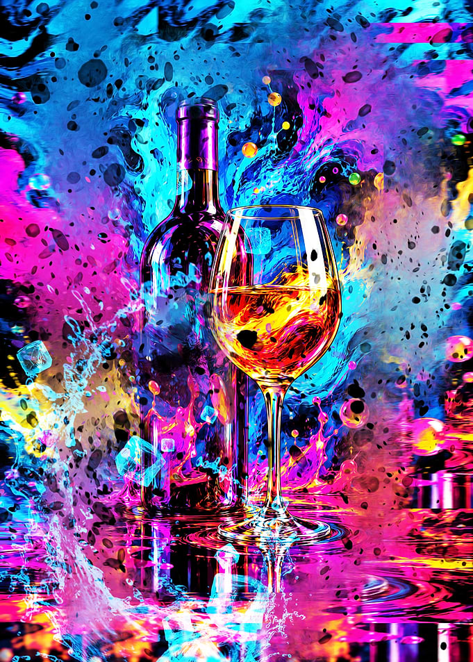 Abstract Bottle and Glass