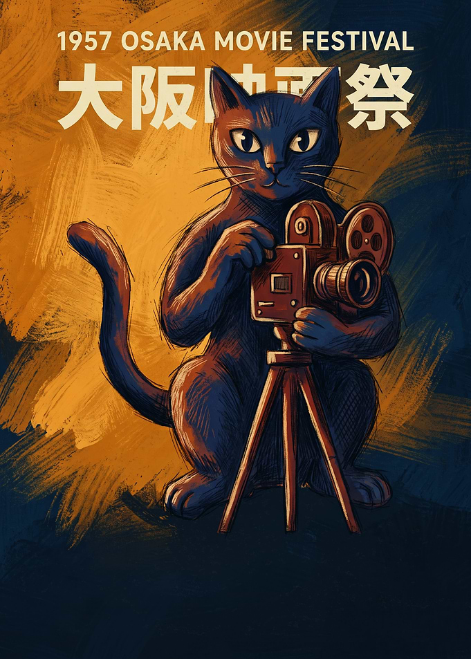 Cat Filming Movie Vintage Osaka Poster