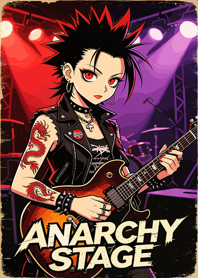 Anime Punk Rocker Guitarist Poster