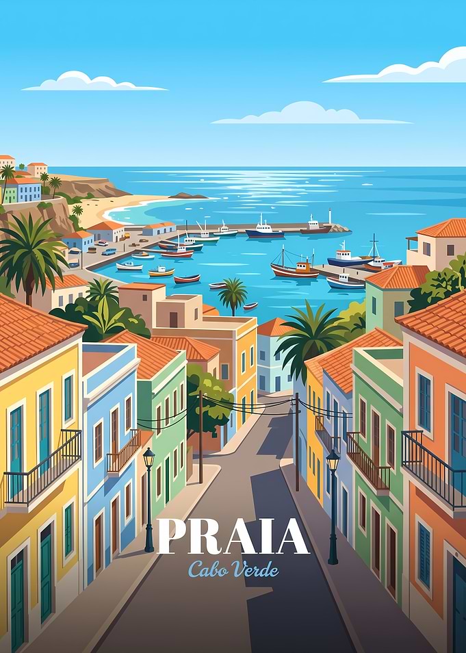 Praia Cabo Verde Travel Poster
