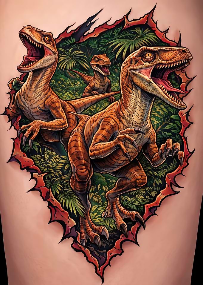 Raptor Pack Ripped Skin Tattoo Design