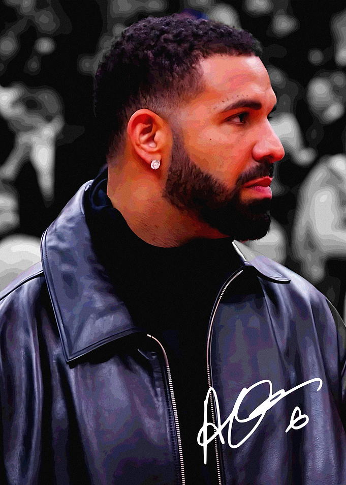 Drake Portrait with Signature