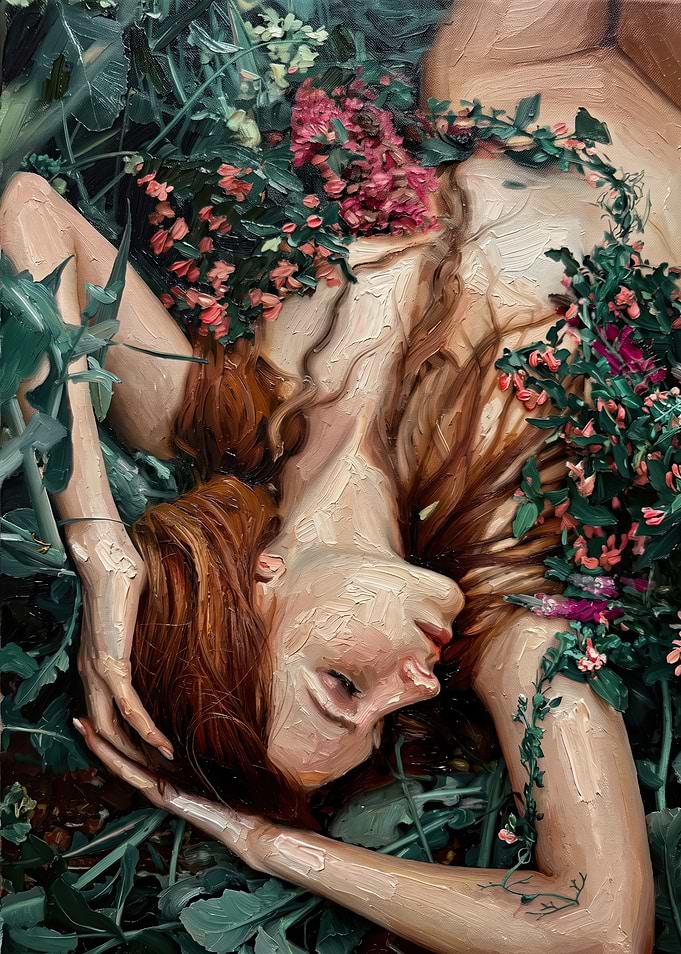 Woman Resting Amidst Lush Foliage