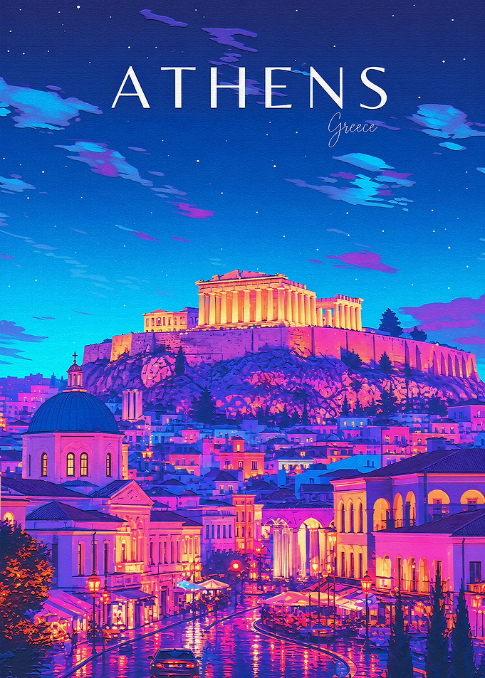 Neon Night in Athens Greece