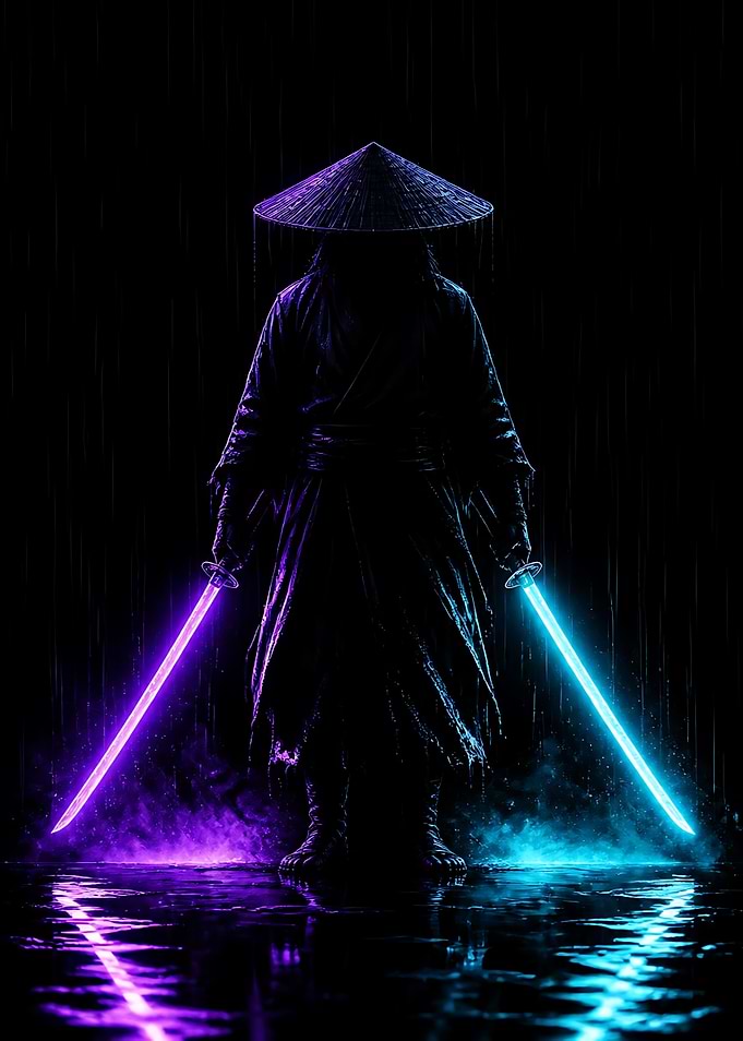 Neon Samurai with Dual Light Blades