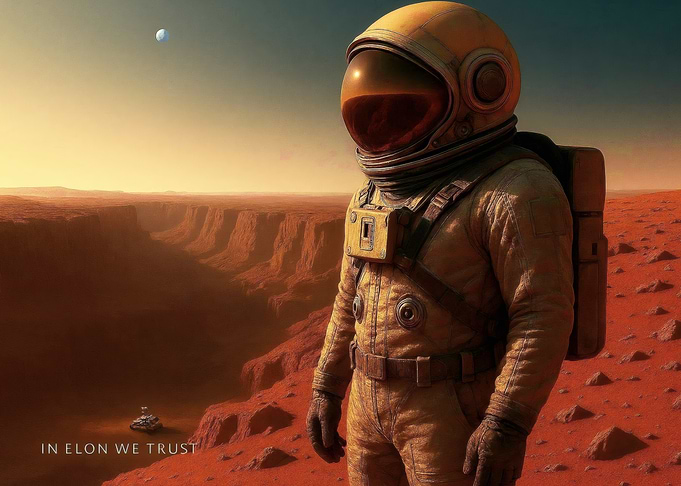 Elon Musk Mars Colony - Retro Sci-Fi Space Suit