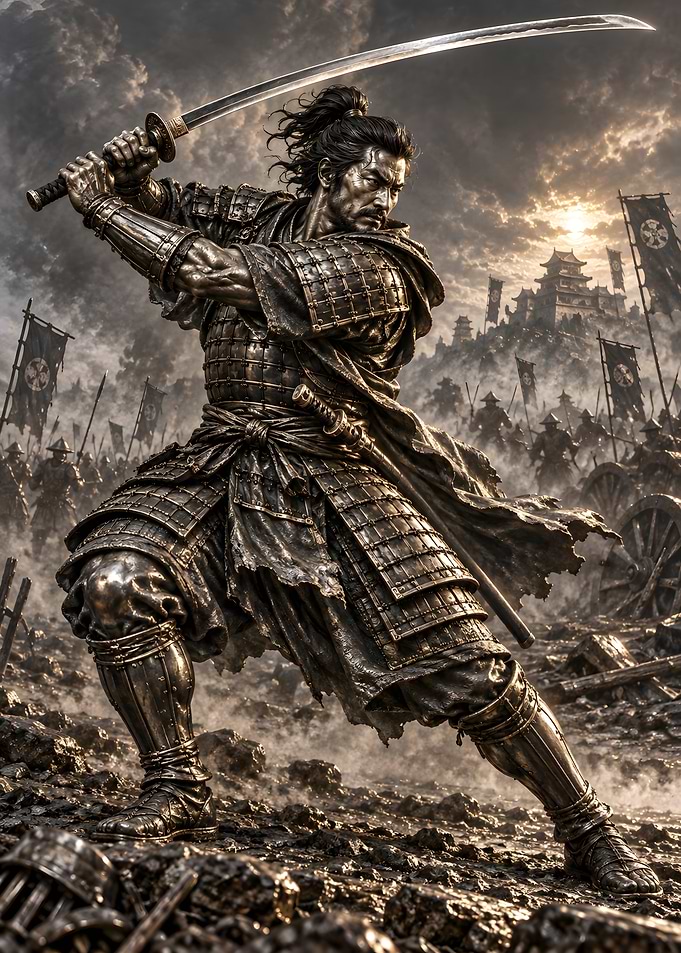 Samurai Warrior in Battle Stance