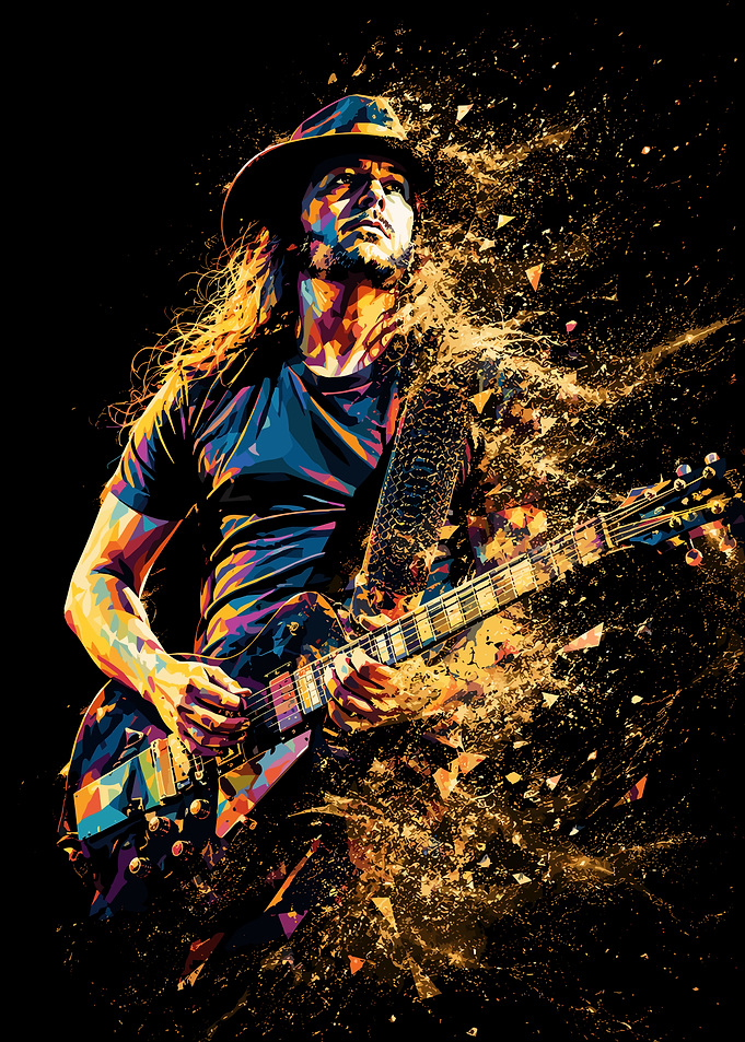 Explosive Guitarist Pop Art Portrait
