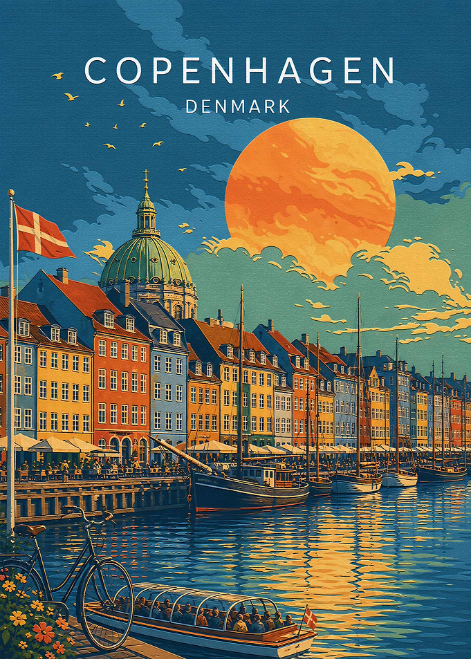 Vintage Travel Poster of Copenhagen