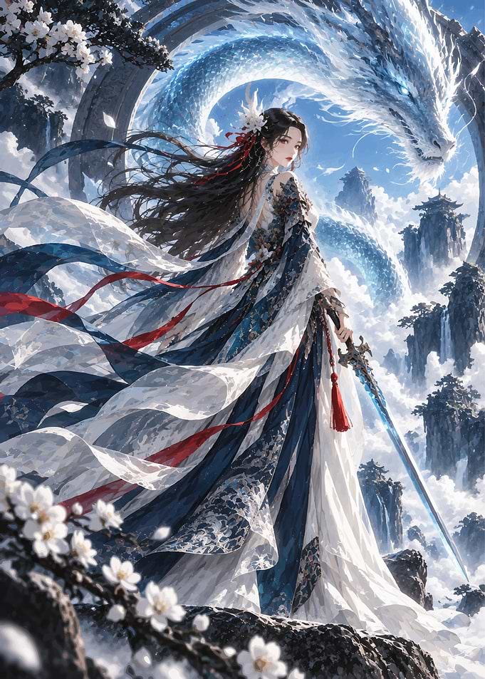Celestial Warrior Princess and Dragon