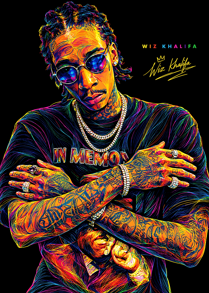 Wiz Khalifa Colorful Digital Portrait