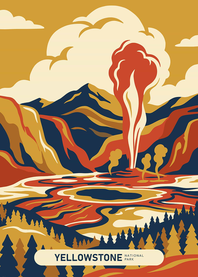 Yellowstone National Park Vintage Poster
