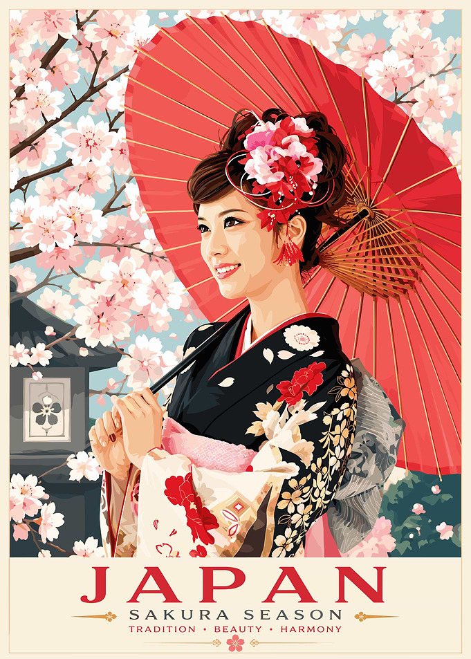 Japan Sakura Season Travel Poster