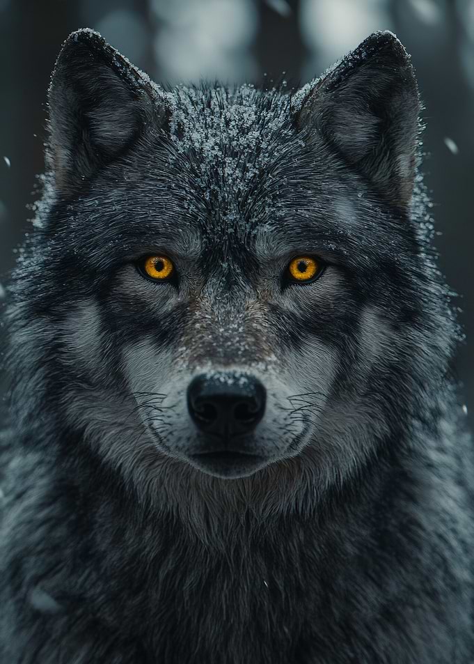 Intense Wolf Portrait in Snow