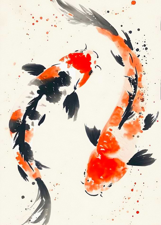 Watercolor Koi Fish Painting