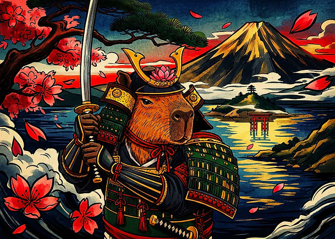 Capybara Samurai Warrior with Katana