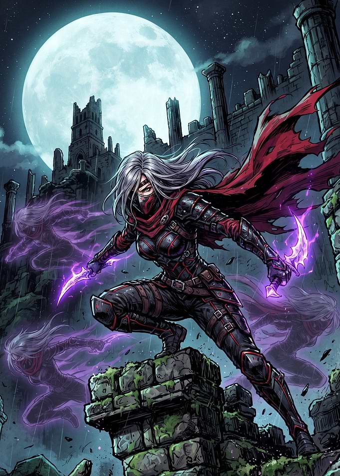 Shadow Assassin with Glowing Daggers