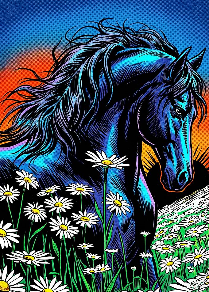 Horse Daisy Pop Art Poster