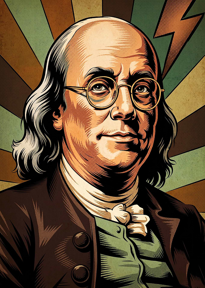 Ben Franklin Lightning Pop Art