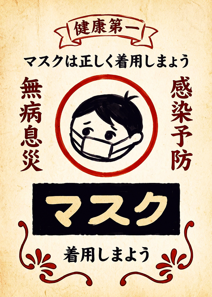 Japanese Health Awareness Mask Poster